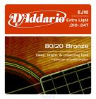 Galerijní obrázek č.2 Tvrdost .010 D'ADDARIO EJ10 80/20 Bronze Extra Light - .010 - .047