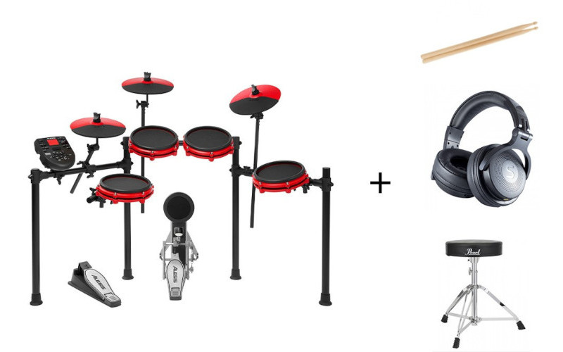 Obsah setu ALESIS NITRO MESH KIT SPECIAL EDITION RED SET 1